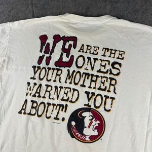 Vintage‎ 90s Florida State Seminoles T Shirt XL White FSU Noles Rare FLAWS*